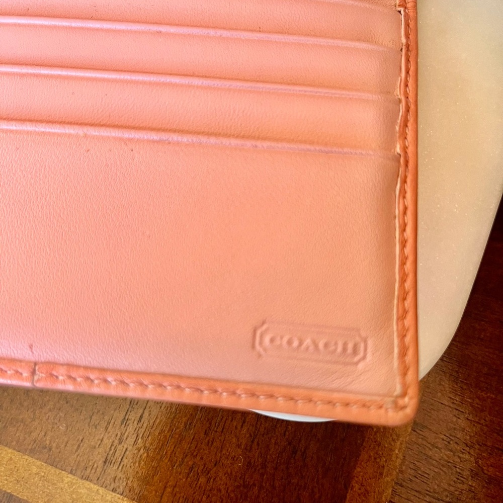 Coach Elegant Peach Smooth Leather Clutch/Wallet w/Gold-Tone Hardware (GUC) - Picture 7 of 10